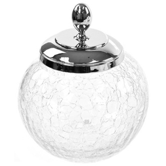 Bathroom Jar Round Crackled Crystal Glass Cotton Ball Jar Windisch 88677D